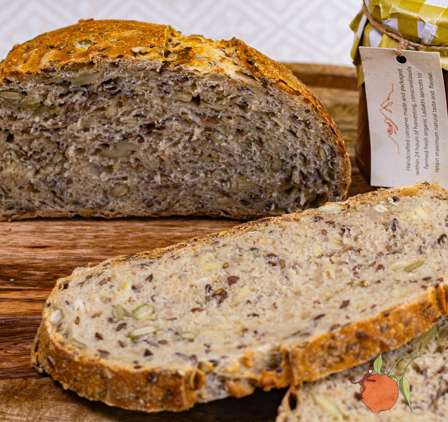 Sliced Seeduction Sourdough showcasing its hearty interior and crunchy seeds.